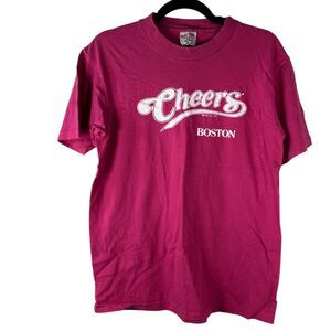 Softees Vintage Single Stitch Pink Cheers Short Sleeve Shirt Women's Size Medium